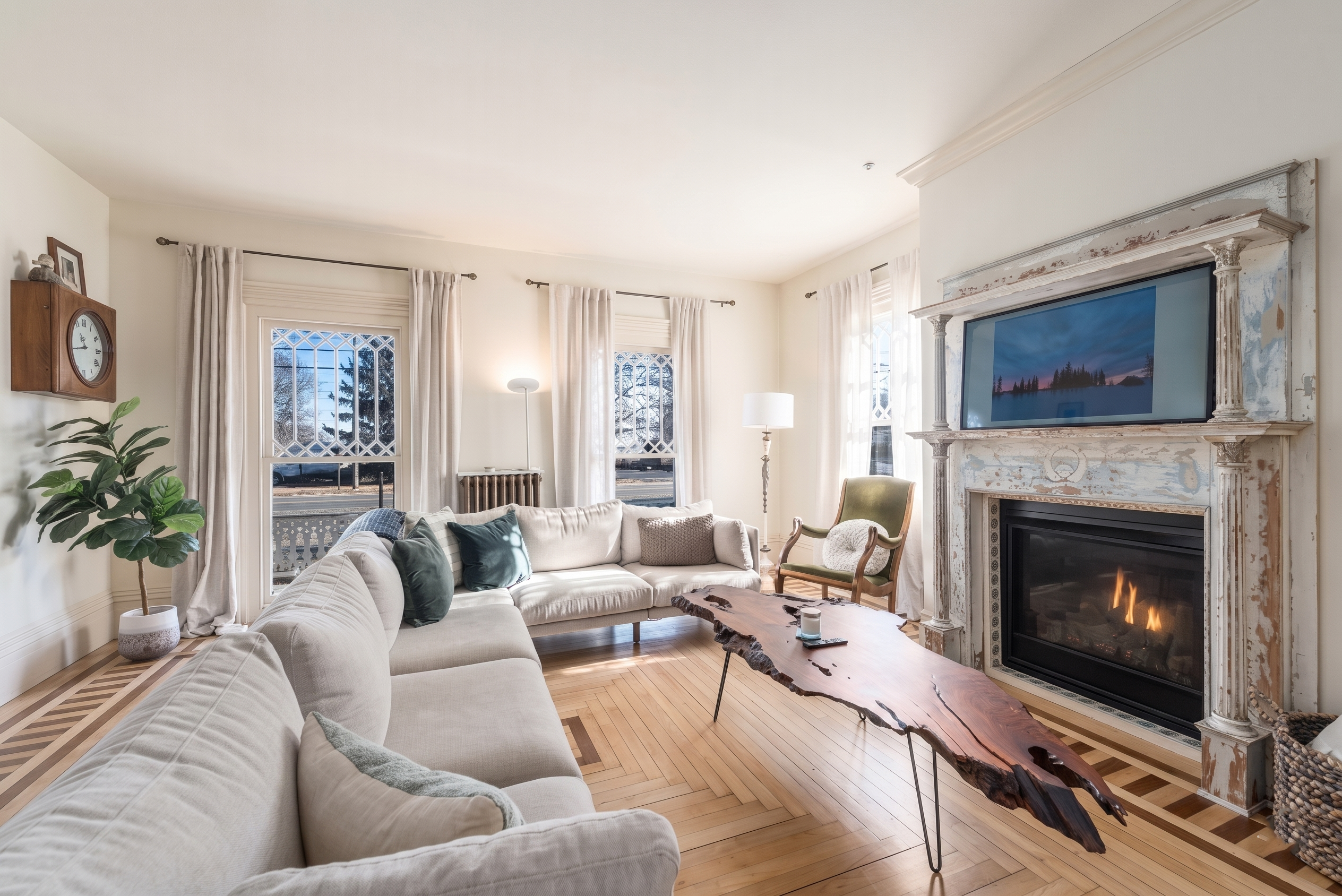 A warm, light-filled living room